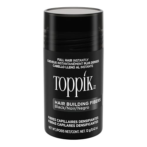 Toppik Hair Building Fibers, Black, 12g Fill In Fine or Thinning Hair Instantly Thicker, Fuller Looking Hair 9 Shades for Men Women