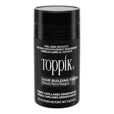 Toppik Hair Building Fibers, Black, 12g Fill In Fine or Thinning Hair Instantly Thicker, Fuller Looking Hair 9 Shades for Men Women