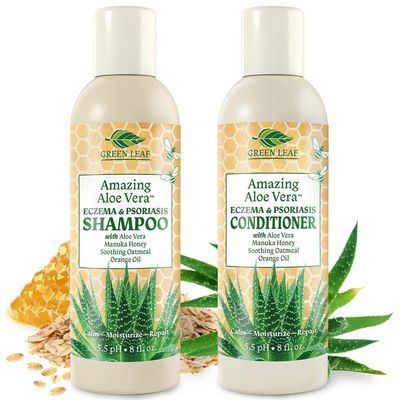 Eczema &amp; Psoriasis Shampoo &amp; Conditioner Set For Men &amp; Women (2 Pack)-Aloe Vera &amp; Manuka Honey for Gentle Itchy, Dry Scalp Treatment-Dandruff, Seborrheic Dermatitis, Sulfate-Free, Hypoallergenic 8oz