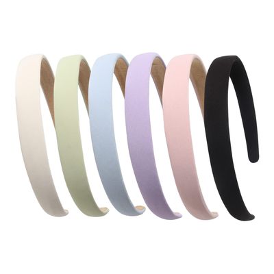 Solid Simple Headbands for Women 0.7inch Plain Soft Fabric Hairbands No Slip Fashion Cute Hair Bands for Girls Pack of 6 (Color B)
