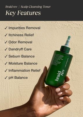 Bephor Braid Rev Scalp Cleansing Toner for Braiding Hair, Apple Cider Vinegar Scalp Treatment Exfoliator, No-Rinse, Scalp Treatment for Dry &amp; Itchy, Moisturizing Braid, Detoxify, 6.76 Fl Oz