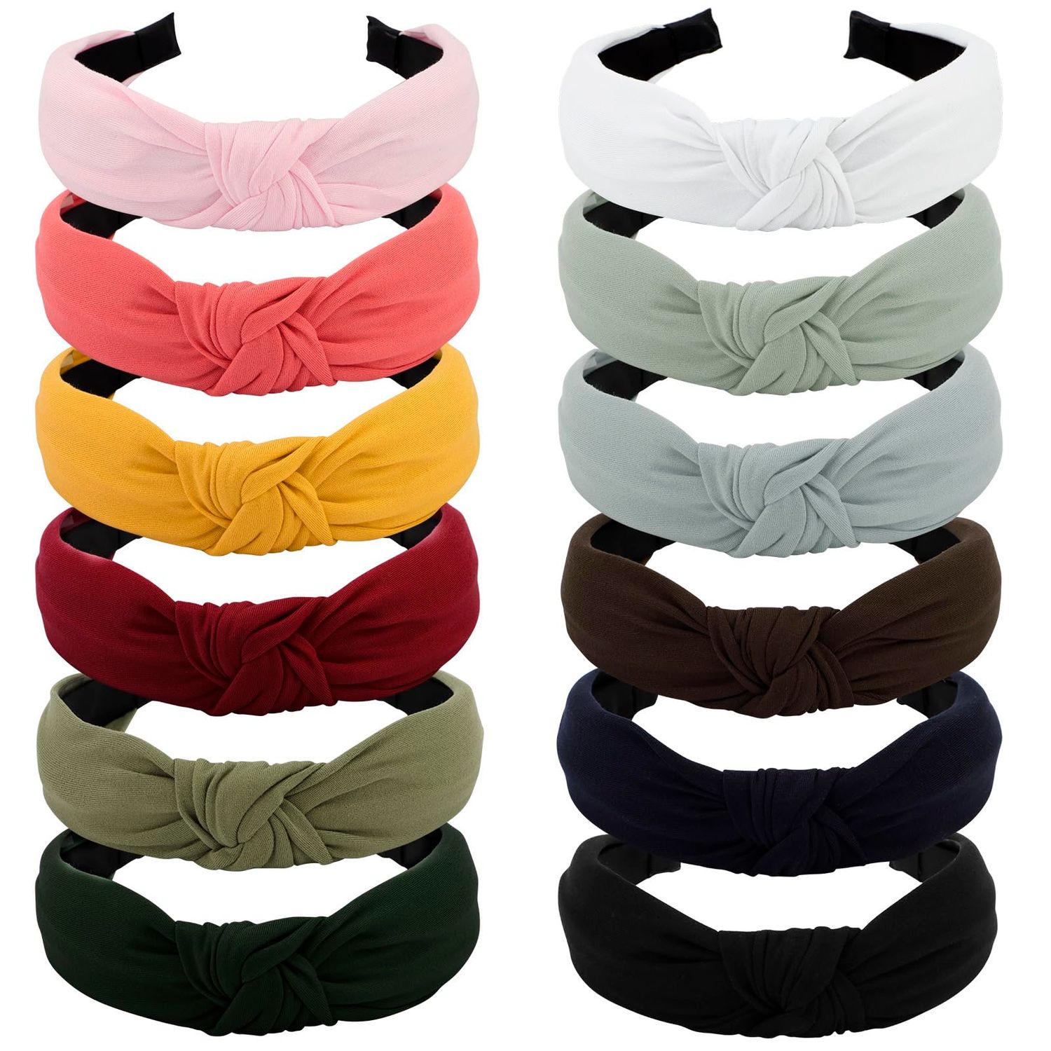 VELSCRUN Hairband, 12 Pack Colorful Headbands for Women Non Slip Wide Girls Head Bands Cute Boho Natural Knotted Headbands Hair Accessories Womens Fashion