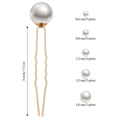 Charonle 33 Pieces Wedding Pearl Hair Pins Bridal Pearl Rhinestone Hair Accessories U Shape Barrette for Bride Bridesmaid Women(Gold)