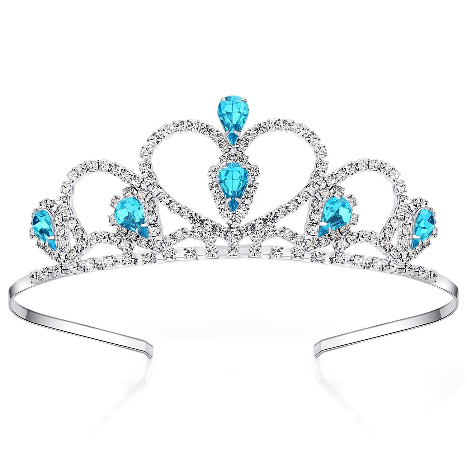 Lovelyshop Blue Gems Rhinestone Tiara for Little Kid Big Kid Prom Birthday Prinecess Crown