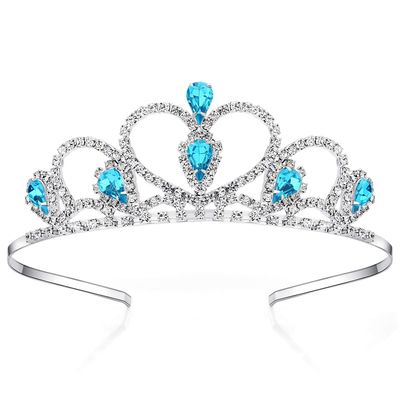 Lovelyshop Blue Gems Rhinestone Tiara for Little Kid Big Kid Prom Birthday Prinecess Crown