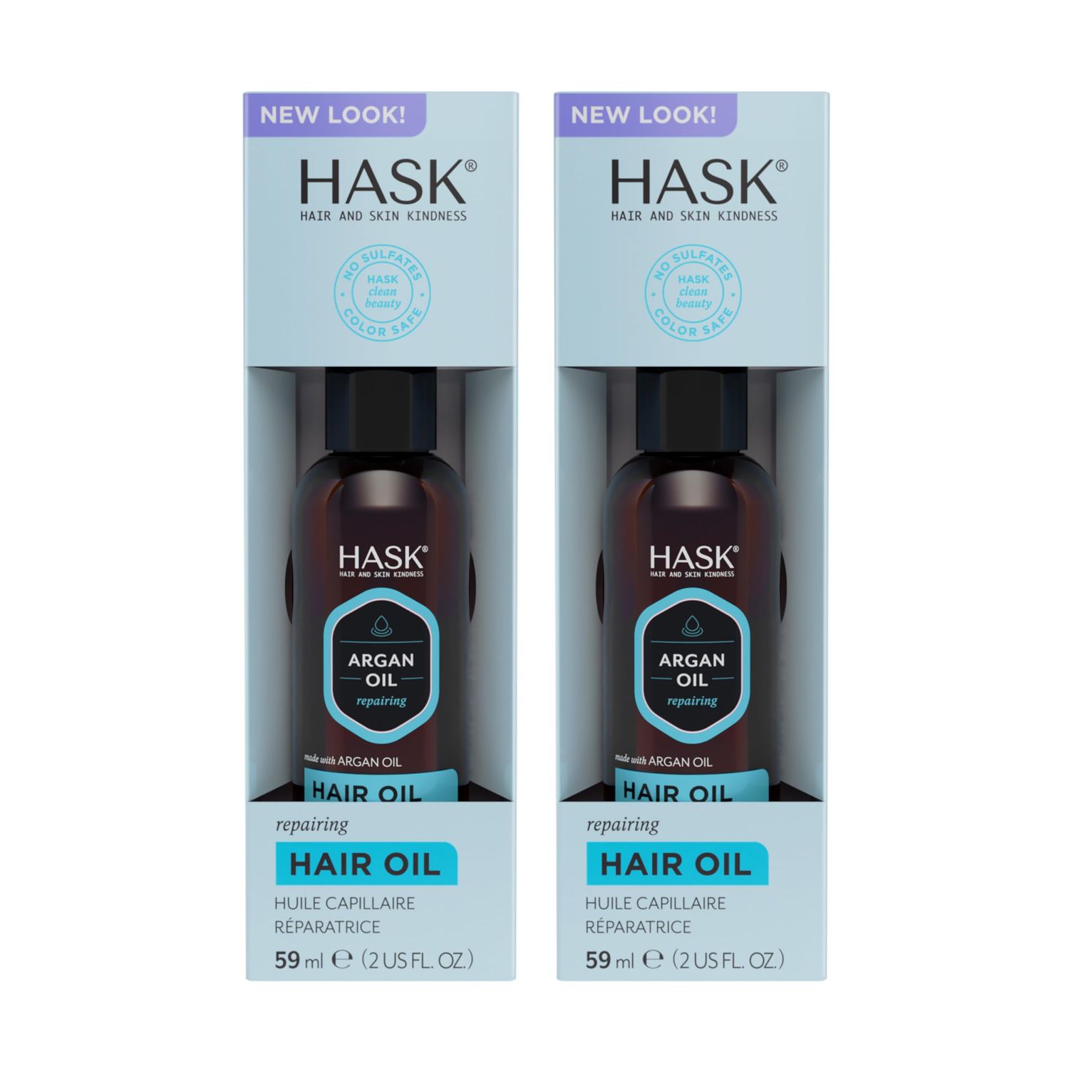 HASK ARGAN Repairing Hair Oil for shine and frizz control for all hair types, color safe, gluten free, sulfate free, paraben free - 2 Hair Oils