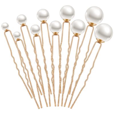 Charonle 33 Pieces Wedding Pearl Hair Pins Bridal Pearl Rhinestone Hair Accessories U Shape Barrette for Bride Bridesmaid Women(Gold)