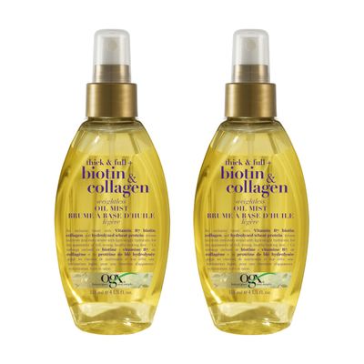 OGX Thick &amp; Full Biotin &amp; Collagen Weightless Oil Mist, 4 Fl Oz, 2 Pack