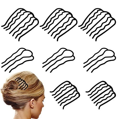 8 Piece U-Shape Hair Combs for Women&#39;s French Twist Updo and Bun Vintage Styling (Black)