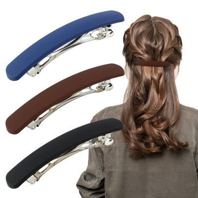 ATODEN Hair Claw Clips for Women - 3Pcs Matte Barrettes for Thin Fine Hair, 3.54&quot; Flat Pins, French Clips for Short Medium Hair, Hair Accessories Gifts