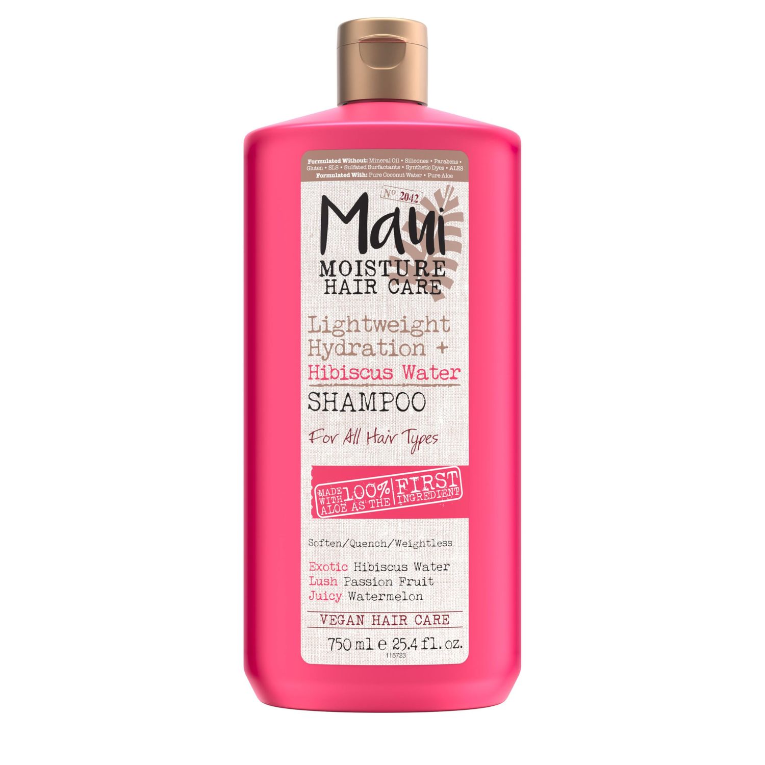 Maui Moisture Lightweight Hydration + Hibiscus Water Shampoo, Moisturizing Shampoo Softens &amp; Quenches Wavy &amp; Curly Hair with Aloe Vera, Vegan &amp; Sulfate-Free Surfactants, 25.4 fl. oz