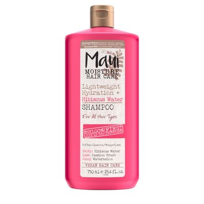 Maui Moisture Lightweight Hydration + Hibiscus Water Shampoo, Moisturizing Shampoo Softens &amp; Quenches Wavy &amp; Curly Hair with Aloe Vera, Vegan &amp; Sulfate-Free Surfactants, 25.4 fl. oz