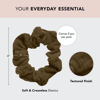 Kitsch Scrunchies for Women - No Crease Hair Ties for Girls | Scrunchies For All Hair Types and Textures, Perfect for Day or Night - Eucalyptus, 5 Pcs