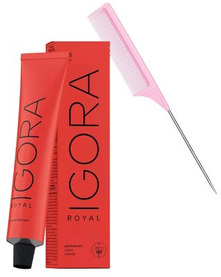 9-98 IGORA ROYAL by Schwarzkapf Professional PERMANENT Creme Hair Color Dye, 100% Coverage Cream Haircolor, Newest 2024-2025 Version (w/SIeekshop PINK Comb) (9-98 Extra Light Blonde Violet Red)