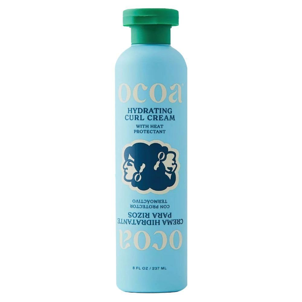 OCOA Beauty Hydrating Curl Cream with Hibiscus, Mango Butter, and Marula Oil - Defines, Moisturizes, Controls Frizz &amp; Protects from Heat - For Curly &amp; Wavy Hair, 8 oz