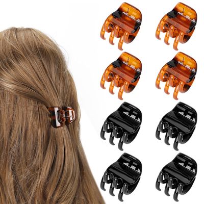 Annilubaby 8Pcs Hair Clips for Women and Girls,Medium Size Hair Claws Hair Jaw Clip for Thick Hair &amp; Thin Hair,1.3Inch No-Slip Jaw Clips, black,brown