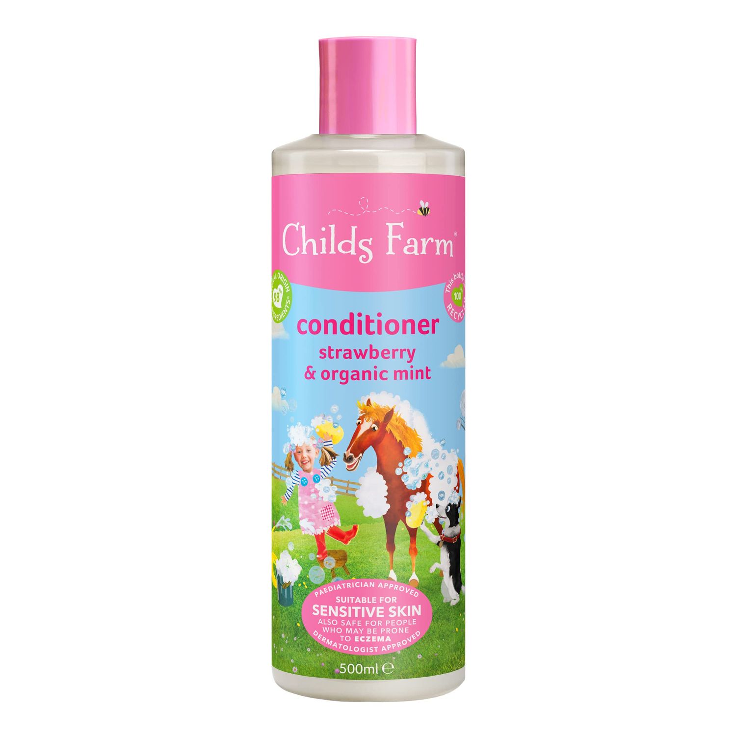 Childs Farm, Kids Hair Conditioner for Dry, Sensitive Skin &amp; Scalp, Strawberry &amp; Organic Mint, Conditions &amp; Nourishes, Vegan, Cruelty-Free, 16.9 fl oz