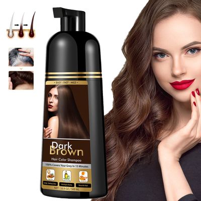 Hair Color Dye Shampoo Dark Brown for Gray Hair, Instant Natural Hair Dye Shampoo for Women &amp; Man, 3-In-1 &amp; Semi-Permanent, Herbal Ingredients &amp; Ammonia-Free, Fast Acting and Long Lasting (DARK BROWN)