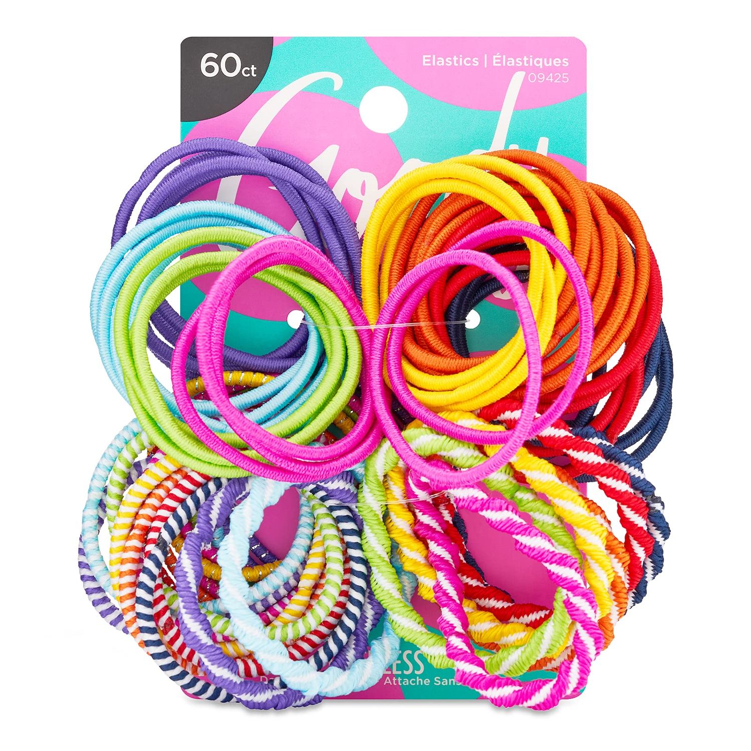 Goody Kids Ouchless Elastic Hair Ties - 60 Ct, Assorted Colors, 2MM Rubber Bands for Hair, Pain-Free Hair Accessories for Girls &amp; Boys, Made for Long-Lasting Braids, Ponytails &amp; More, For Fine Hair
