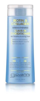 GIOVANNI Biotin &amp; Collagen Leave-In Conditioner - Strengthening, Vegan, Cruelty-Free, Infused with Natural Botanical Ingredients, Salon-Quality, Color-Safe, For Healthy-Looking Hair - 8.5 Oz