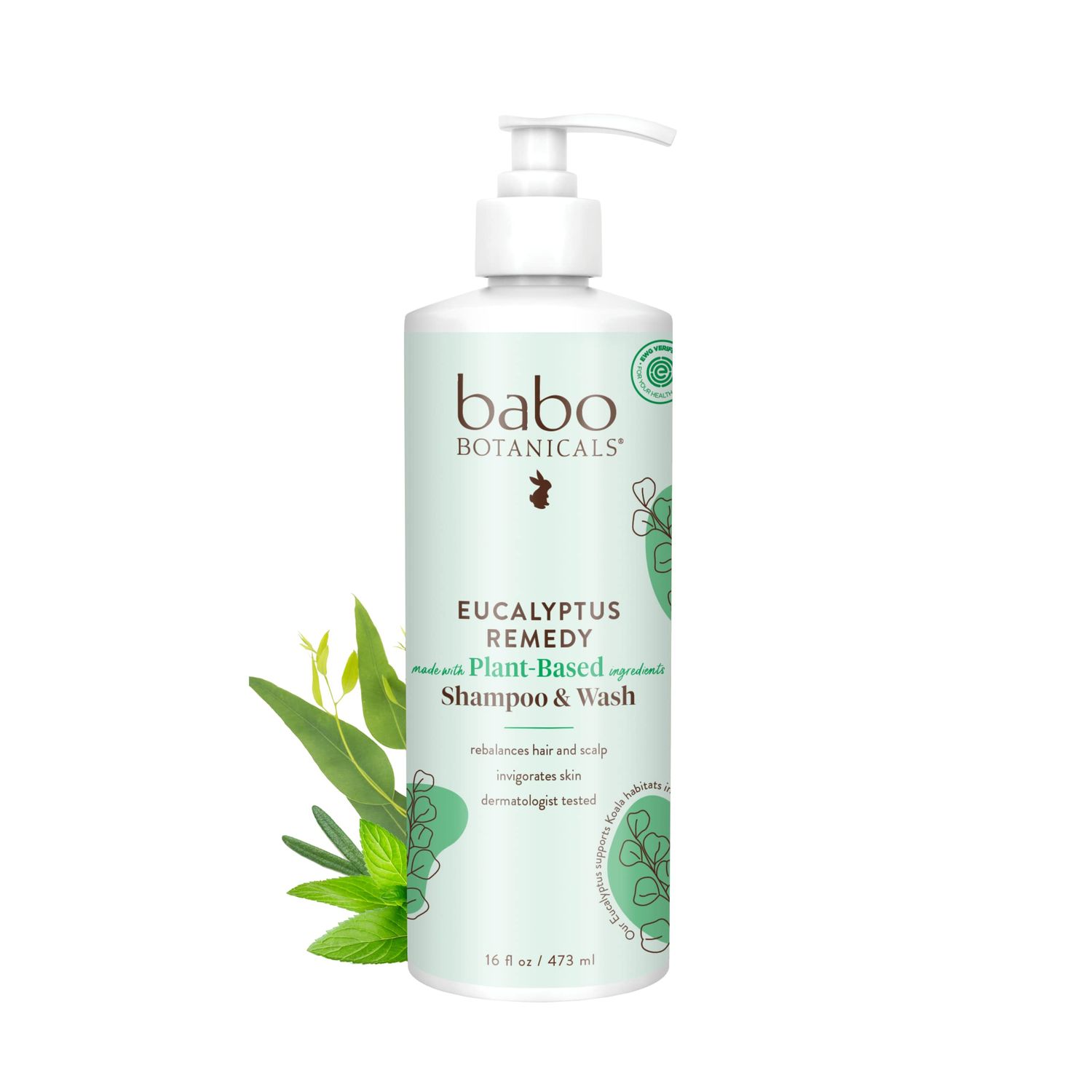 Babo Botanicals Eucalyptus Remedy Shampoo &amp; Wash - Invigorating Eucalyptus &amp; Rosemary Essential Oils -For all Ages - EWG Verified - Vegan - Cruelty Free