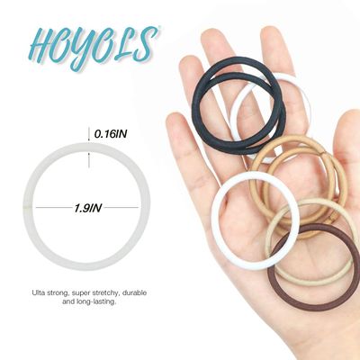 Hoyols Ponytail Holders, No Metal Braided Hair Bands Elastic Thick Tie for Women Thick Fine Curly Hair gomas para el pelo 50 Count 4mm (White)