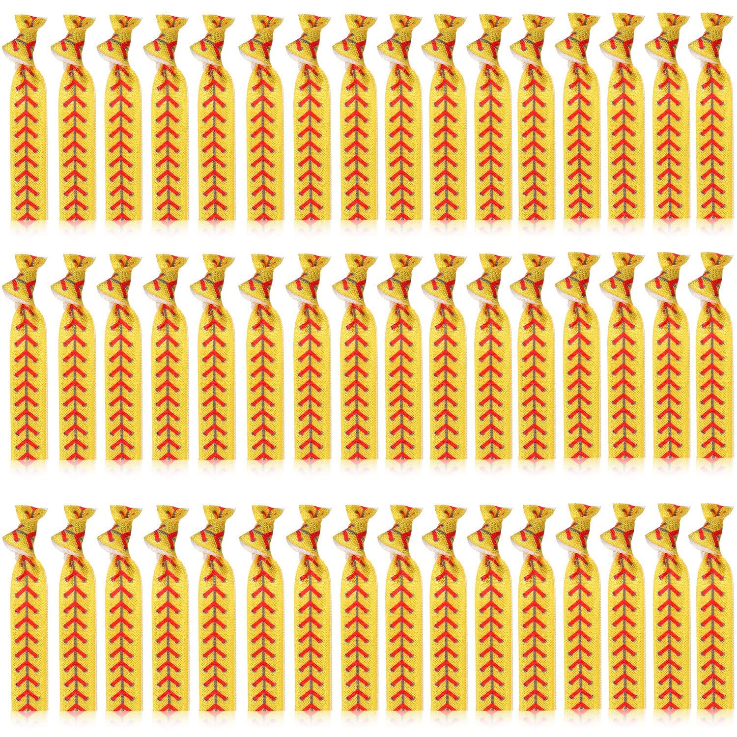 48 Pieces Softball Hair Accessories Baseball Hair Ties Sports Elastic Headband Girls Hair Accessories for Girls Softball Baseball Players(Yellow)