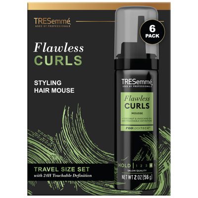 TRESemm Hair Mousse, Flawless Curls, 6-Pack Travel-Size - Curly Hair Products with Nourishing Coconut &amp; Avocado Oil, 2 Oz Ea