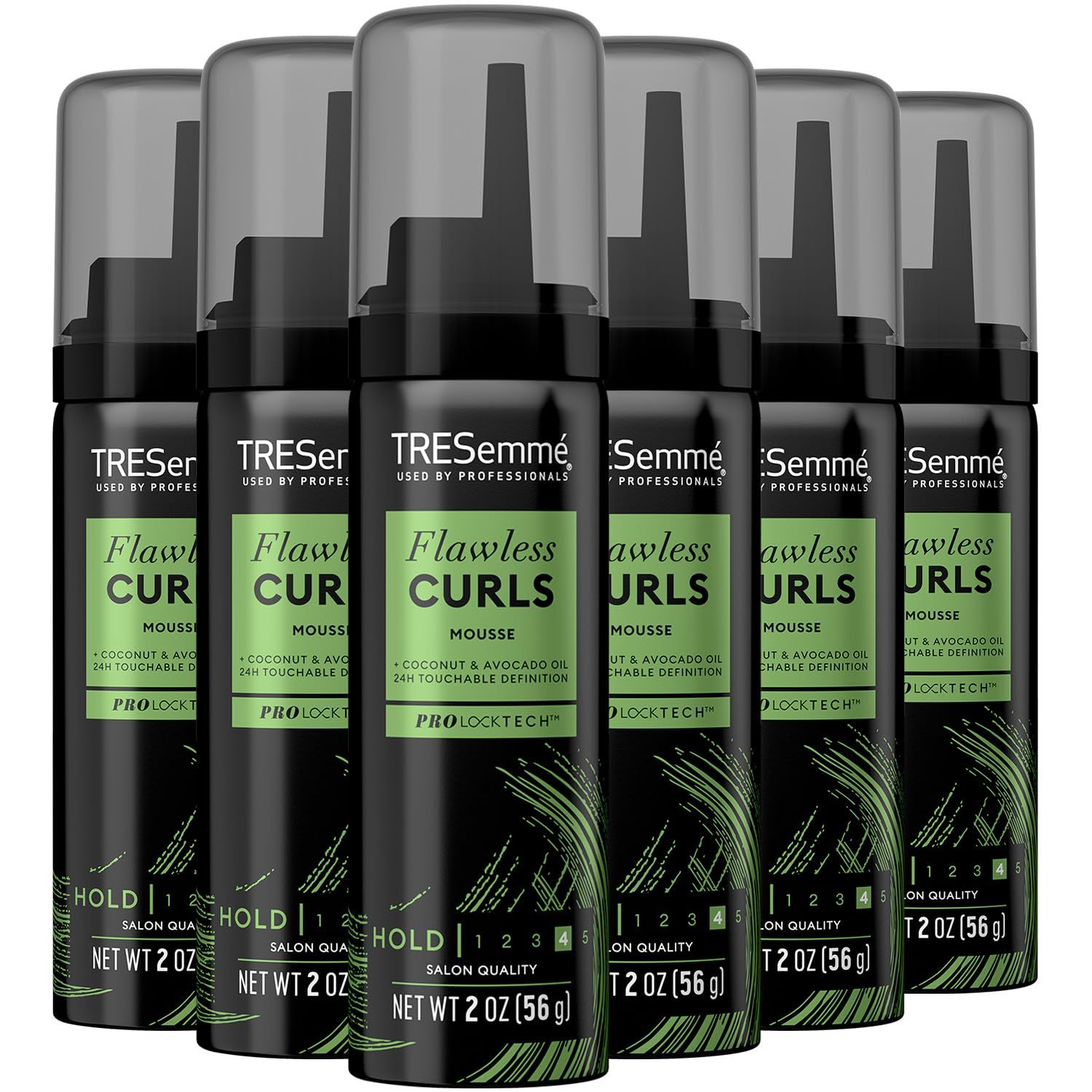 TRESemm Hair Mousse, Flawless Curls, 6-Pack Travel-Size - Curly Hair Products with Nourishing Coconut &amp; Avocado Oil, 2 Oz Ea