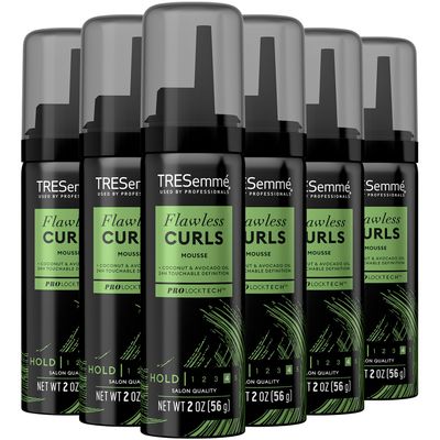 TRESemm Hair Mousse, Flawless Curls, 6-Pack Travel-Size - Curly Hair Products with Nourishing Coconut &amp; Avocado Oil, 2 Oz Ea