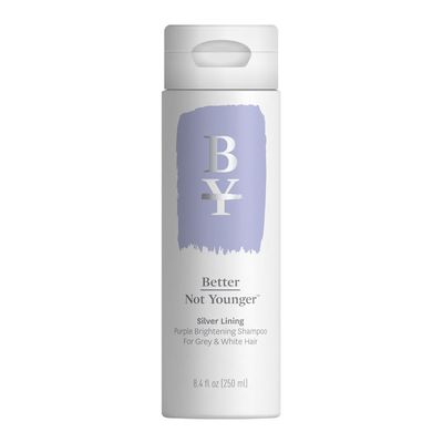 Better Not Younger Silver Lining Purple Shampoo for Women 40+ - Anti-Brass Tone Neutralizer &amp; Brightening Formula, Nourishment for Gray, White &amp; Silver Hair - Sulfate-Free. Burdock &amp; Bamboo, 8.4 Fl Oz