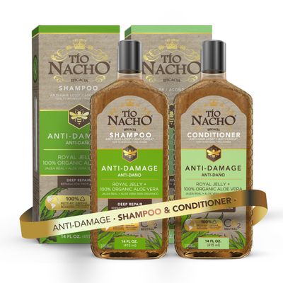 Tio Nacho Anti Damage Royal Jelly &amp; Aloe Vera Deep Repair Shampoo + Conditioner Set - Damaged Hair Repair, Anti Hair Loss - 14 fl oz Each