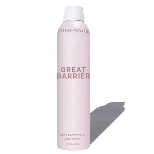 Beachwaver Great Barrier Heat Protectant Hair Spray - Multi-Purpose Treatment for Heat Protection Before Styling for Flexible Hold &amp; No Frizz - Polynesian Pink Sugar Scent (8.4 Fl Oz)