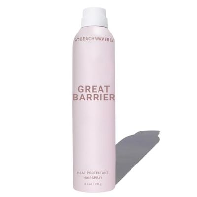 Beachwaver Great Barrier Heat Protectant Hair Spray - Multi-Purpose Treatment for Heat Protection Before Styling for Flexible Hold &amp; No Frizz - Polynesian Pink Sugar Scent (8.4 Fl Oz)