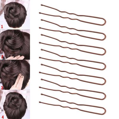 Tbestmax 300 Bun Hair Bobby Pins U Shaped Pin Hair Grips to Clip Ballet Hair Net for Women 5 CM/2 Inch Brown