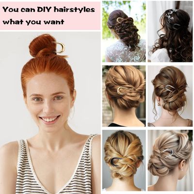 Ouligay 3pcs Metal French Hair Pins for Buns,U Shaped Hair Fork for Thick Hair,U Shaped Hair Pins for Women,French Pins Hair,French Twist Hair Pin,Suitable for Hair Style(Black Gold Silver)