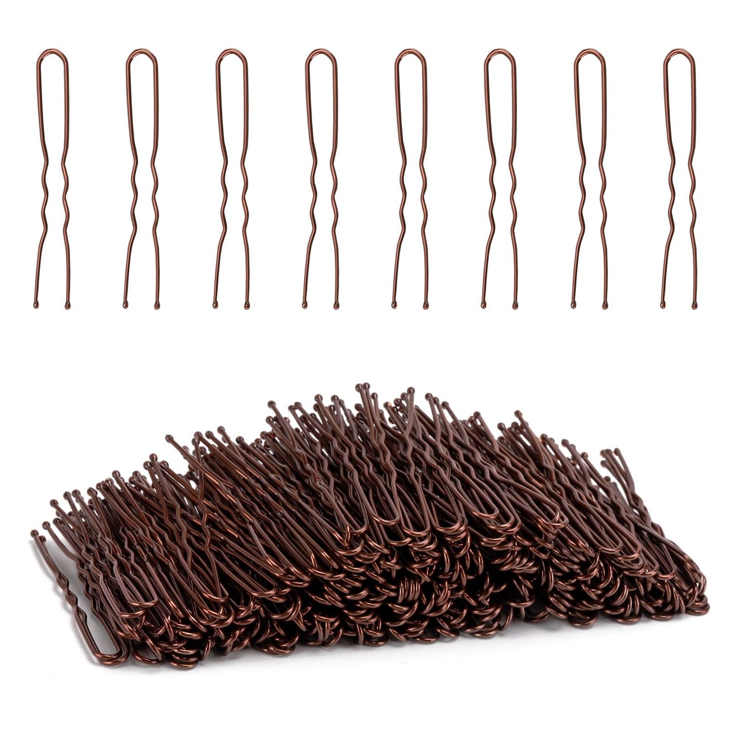 Tbestmax 300 Bun Hair Bobby Pins U Shaped Pin Hair Grips to Clip Ballet Hair Net for Women 5 CM/2 Inch Brown