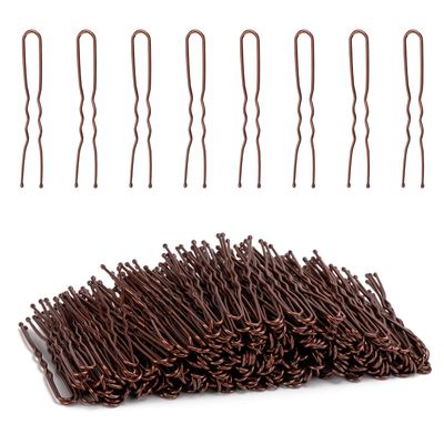 Tbestmax 300 Bun Hair Bobby Pins U Shaped Pin Hair Grips to Clip Ballet Hair Net for Women 5 CM/2 Inch Brown
