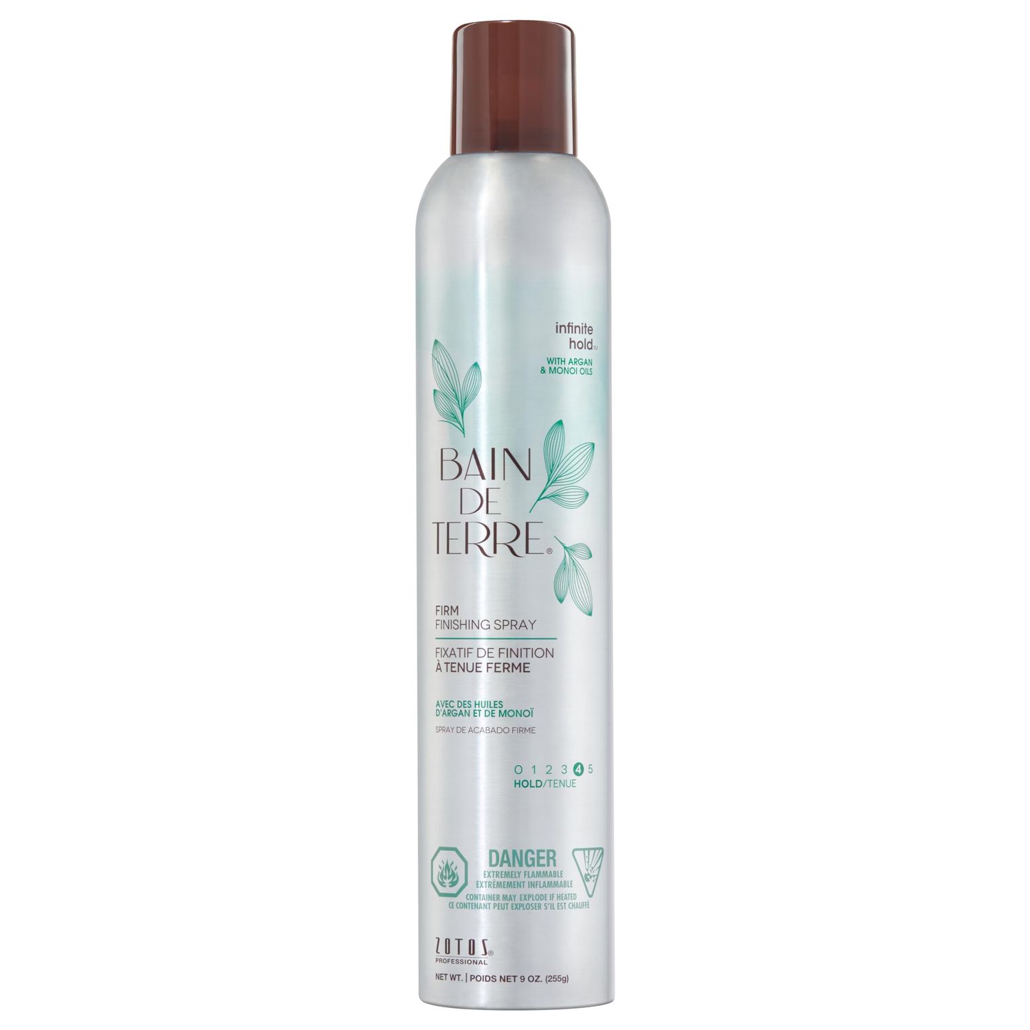 Bain de Terre Infinite Hold Firm Finishing Spray, Lasting Control &amp; Shine, Heat &amp; Humidity Protection with Argan &amp; Monoi Oils, Paraben-Free, Color-Safe, Vegan, 9.1 Fl Oz