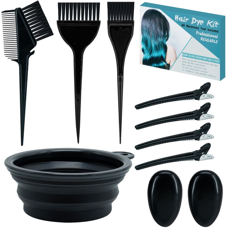 Xarchy 10 Pc Hair Bleach Kit - Hair Coloring Products With Dye Brush, Color Bowl, Earmuffs, Clip for Salon Bleaching &amp; Highlighting