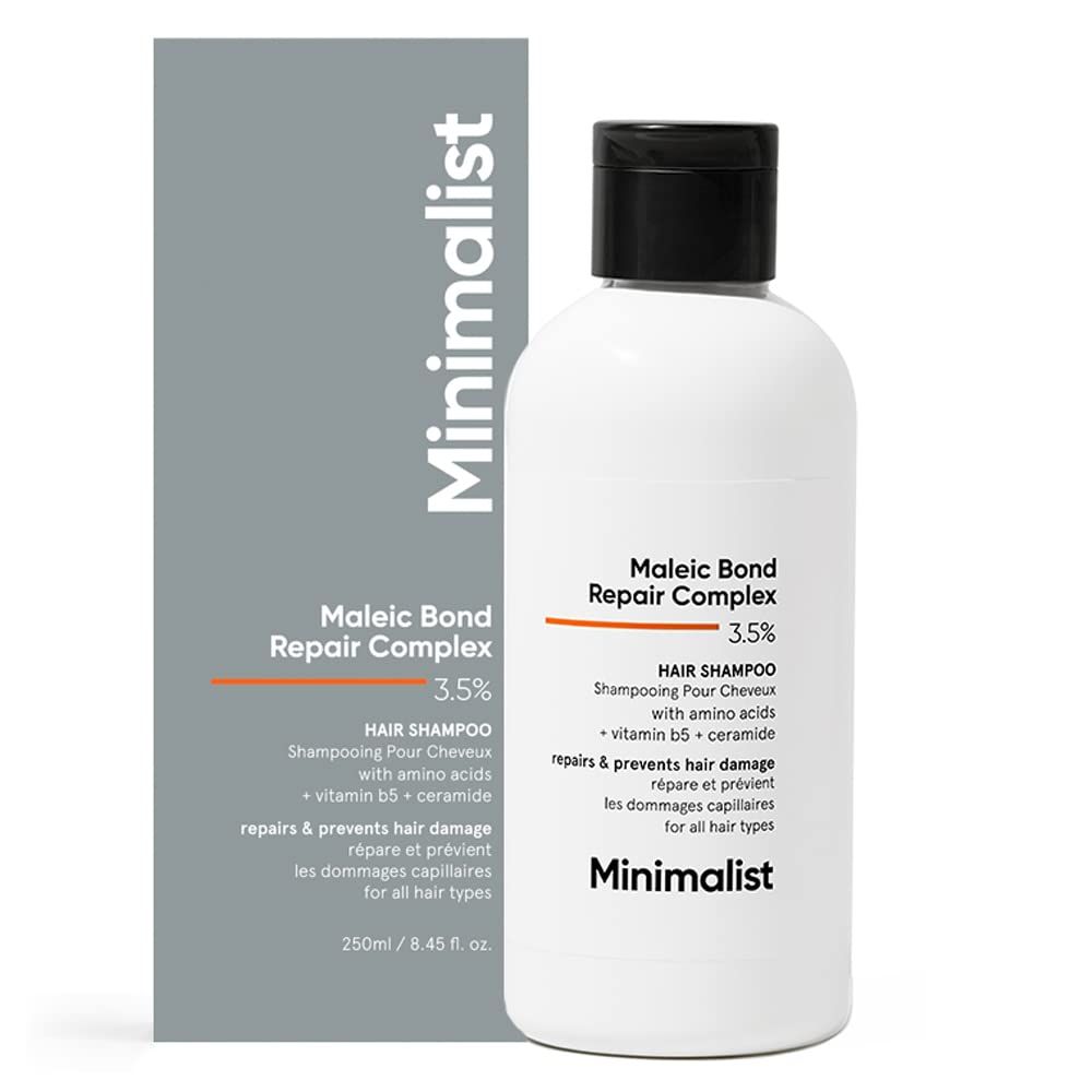Minimalist Hair Shampoo for Damaged Hair &amp; Frizzy Hair | Maleic Bond Repair Complex 3.5% | With Argan Oil, Ceramides &amp; Coconut Oil | For Women &amp; Men | 8.5 Fl Oz / 250 ml