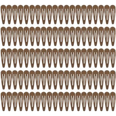 100Pcs Snap Hair Clips, Sublaga 2 Inch Bend Hair Clips, Metal Barrettes, No Slip Cute Solid Candy Color Hair Accessories for Girls, Women, Kids Teens or Toddlers (100pcs Coffee)
