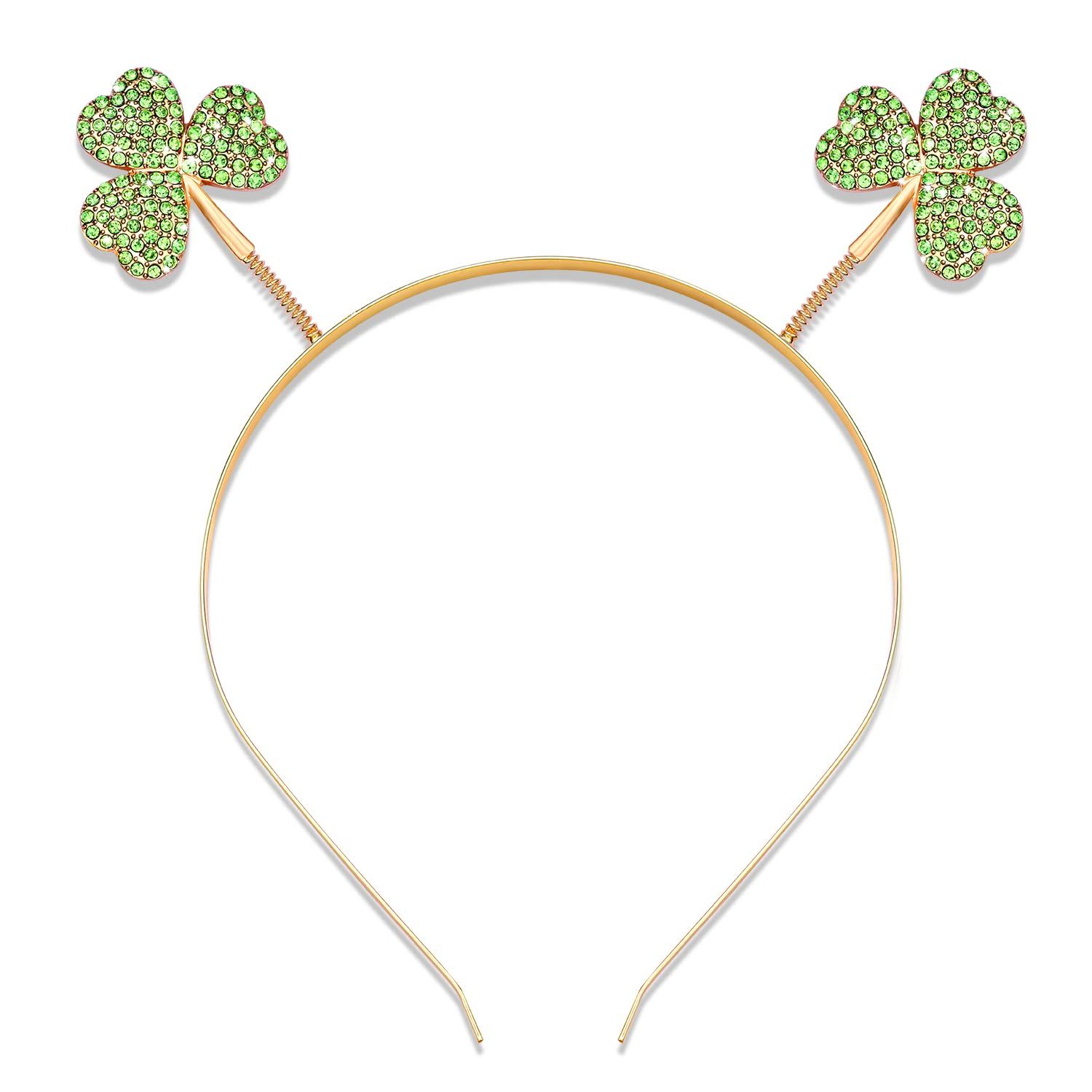 NVENF St.Patricks Day Headband Lucky Shamrock Hairband Green Rhinestone Headpiece Party Costume Hair Accessory (Rhinestone1)