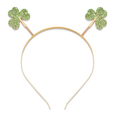 NVENF St.Patricks Day Headband Lucky Shamrock Hairband Green Rhinestone Headpiece Party Costume Hair Accessory (Rhinestone1)