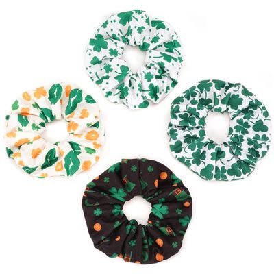 St Patrick&#39;s Day Hair Ties for Women Girls Lucky Green Shamrock Hair Scrunchies Irish Elastics Hair Bands Scrunchy Ropes Hair Accessories 4PCS