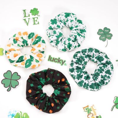 St Patrick's Day Hair Ties for Women Girls Lucky Green Shamrock Hair Scrunchies Irish Elastics Hair Bands Scrunchy Ropes Hair Accessories 4PCS
