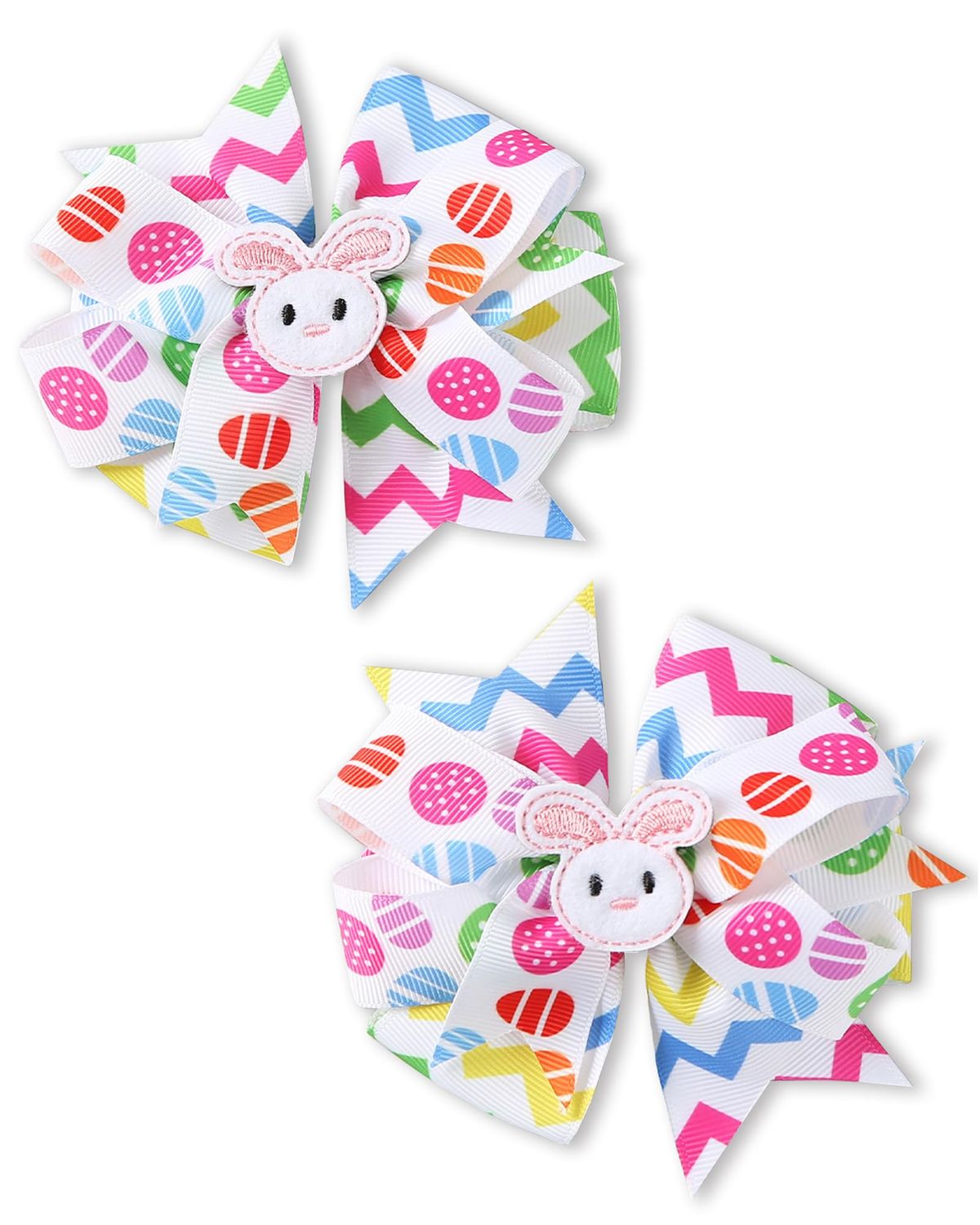 2 Pack Easter Bunny Hair Bows Ribbon Alligator Clips Girls Women Rabbit Egg Spring Hair Accessories 4 Inch