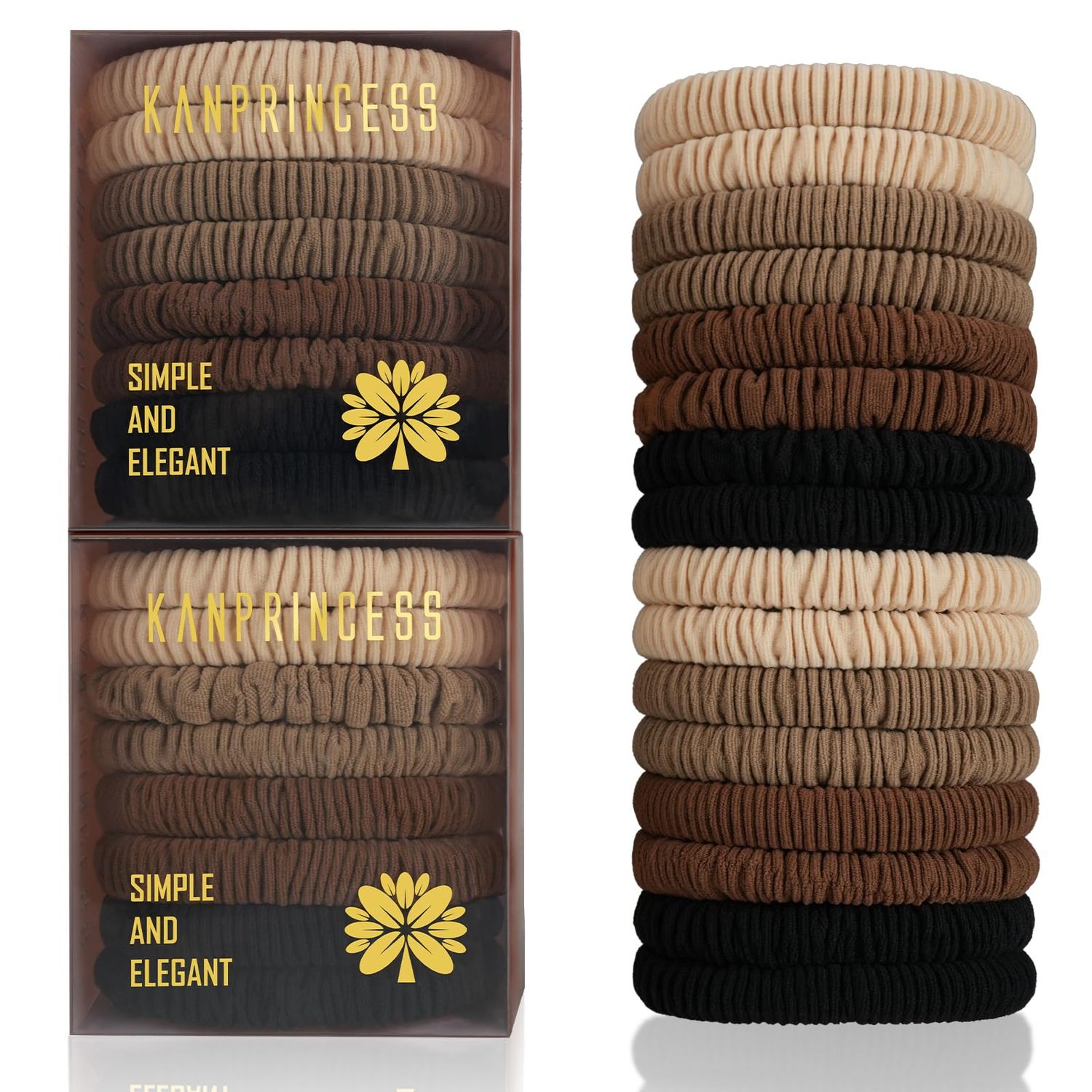 KANPRINCESS 16Pcs Hair Ties For Thick Hair, Strong Stretchy Hair Bands For Women Girls, No Slip Braided Hair Ties No Damage, Ponytail Holders-Exceptionally Secure with Gentle Hold (Set 5)
