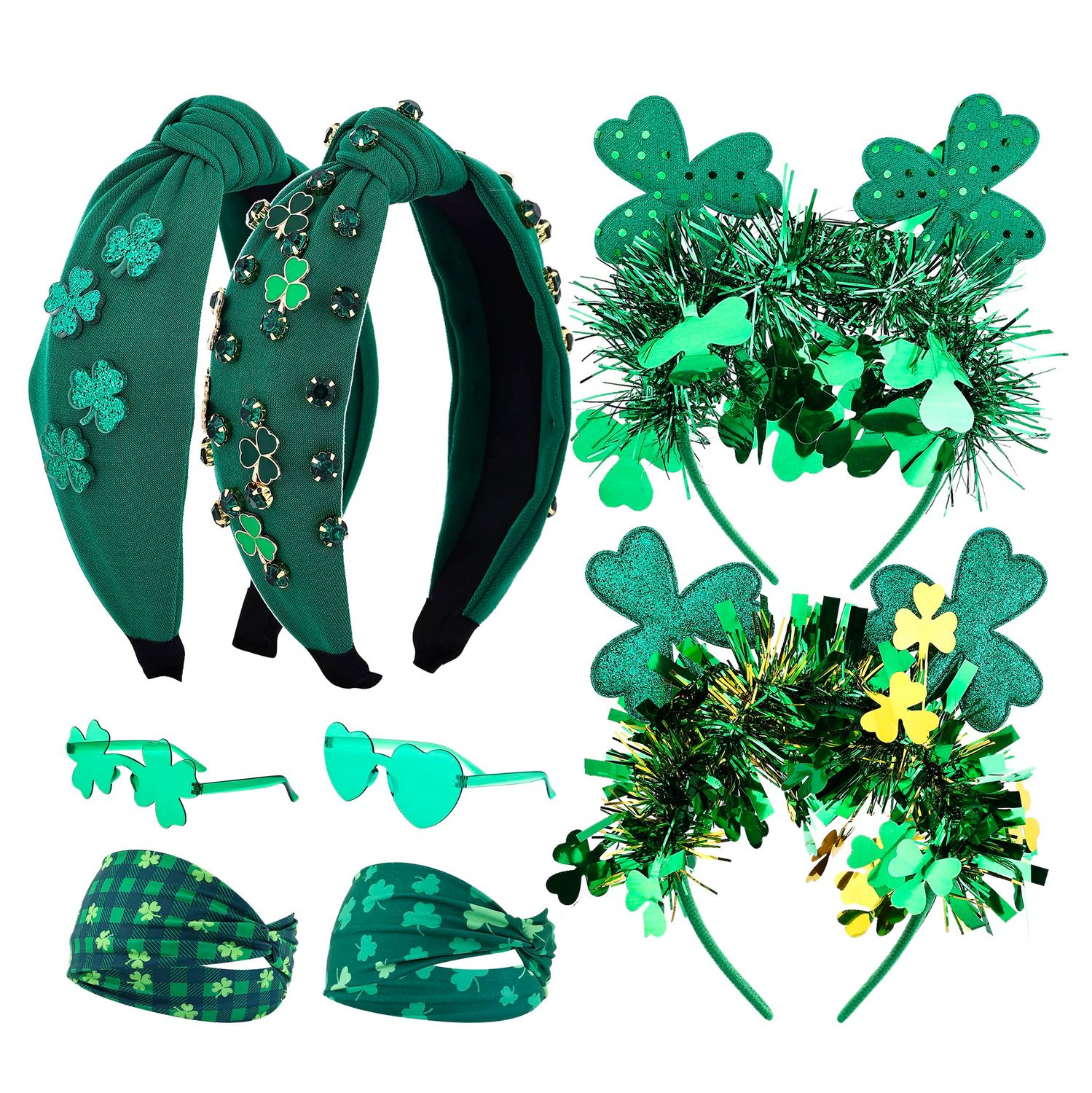 Taouzi St. Patrick&#39;s Day Headbands Clover Shamrock Headbands St. Patricks Day Irish Shamrock Sunglasses St. Patrick&#39;s Day Accessories for Women Men Style 2
