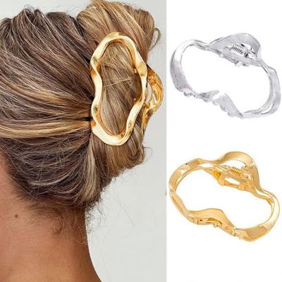 BARTOSI Metal Hair Claw Clips Gold Hair Claw Barrettes No Slip Claw Clip for Thick Hair Hair Jaw Clamps Hair Accessories for Women and Girls (Pack of 2)